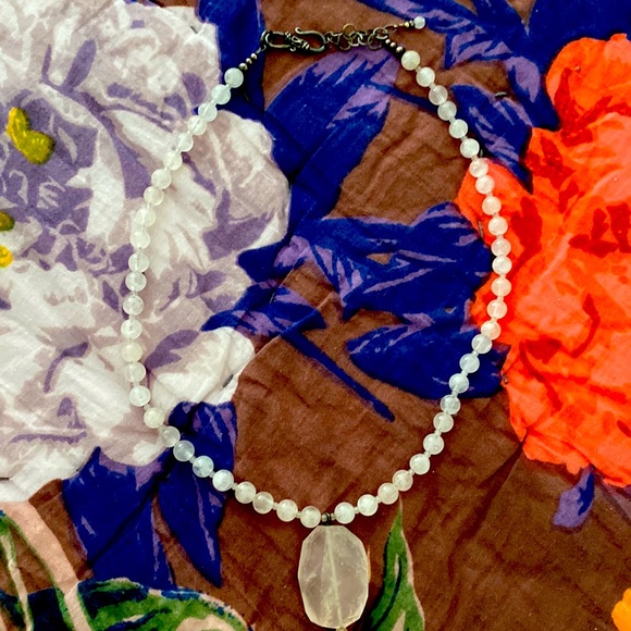 Gorgeous, rose quartz, necklace, large stone, with beads of rose quartz - Picture 2 of 6